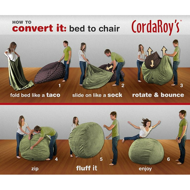 CordaRoy s Chenille Convertible Bean Bag Chair Full Classic Moss Walmart