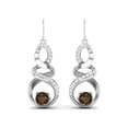 thumbnail image 1 of Boucles d'Oreilles Pendantes Rondes 5mm Quartz Fumé en Argent Sterling 925 pour Femmes Mariage, 1 of 3