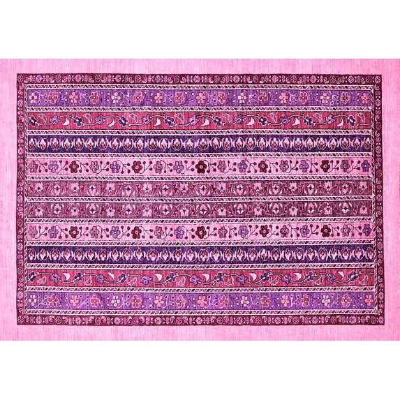 Ahgly Company Indoor Rectangle Abstract Pink Modern Area Rugs, 7' x 10'