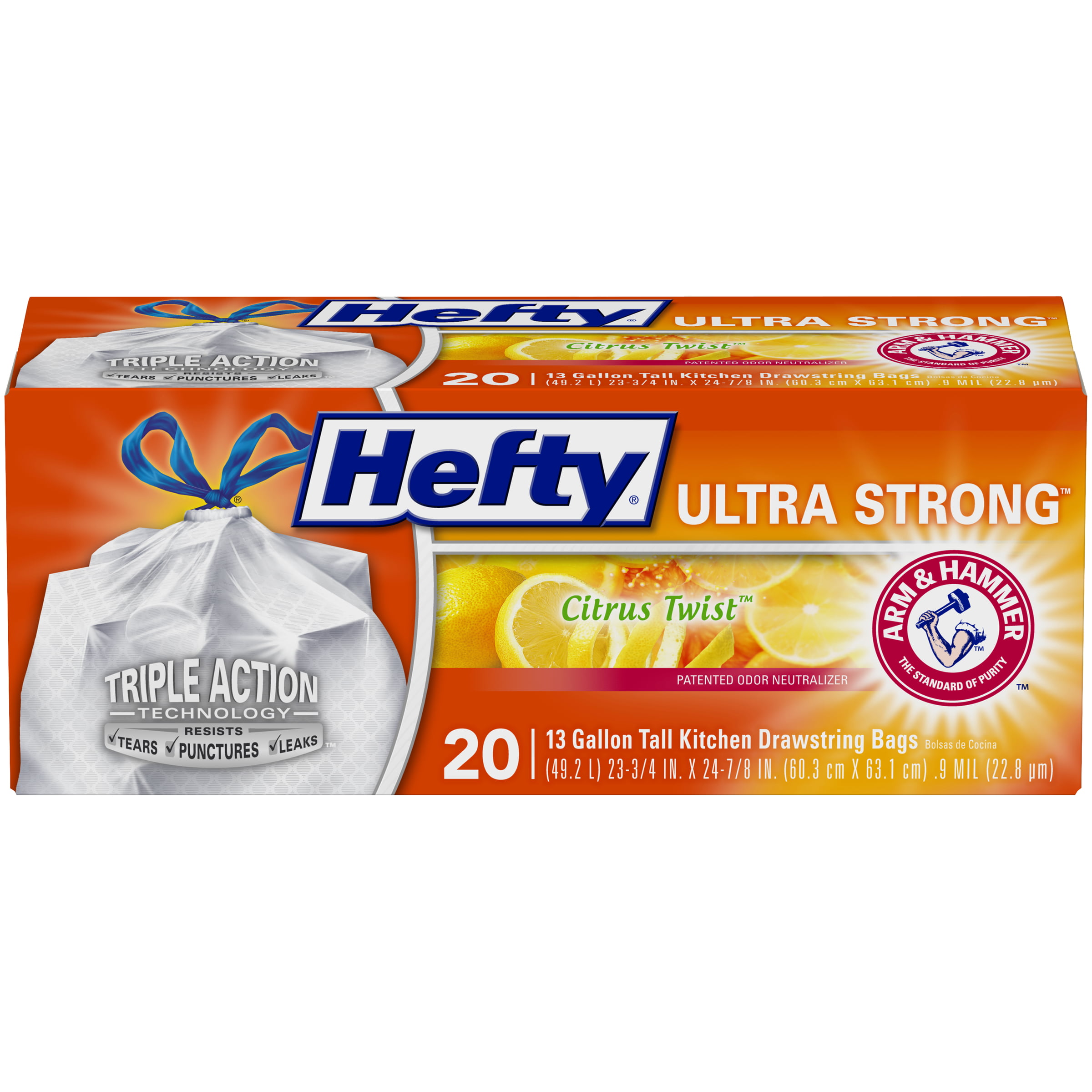 Hefty Recycling Tall Kitchen Trash Bags Clear Scent Free 13 Gallon 60 Count...