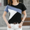 thumbnail image 5 of B91xZ T-Shirts pour Femmes Manches Courtes Col Rond Hauts Décontractés Amples, Bleu m, 5 of 5