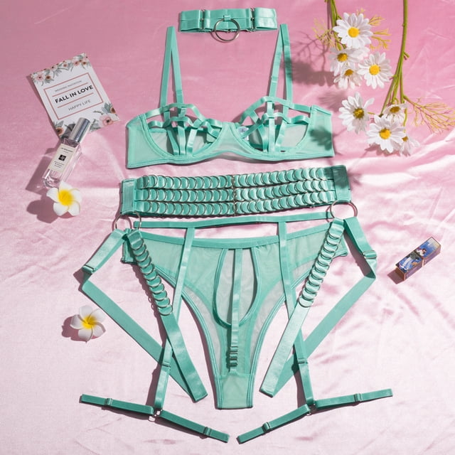 Conjunto de lencería sexy para mujer, con tirantes para el pecho, estilo europeo y americano, con tentación hueca y moldeador corporal