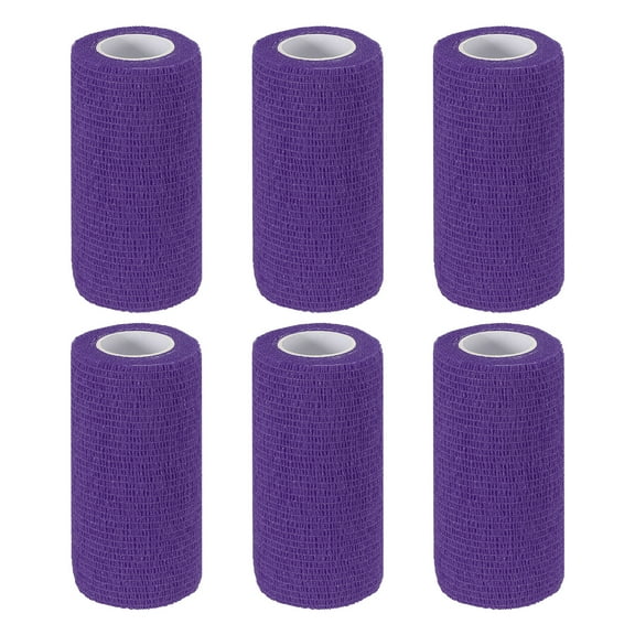 4" x 177" 6 Pcs Self Adhesive Bandage Wrap Elastic Self Tape Sport Dark Purple