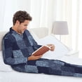 thumbnail image 6 of Sikiie Blue Gingham Buffalo Check Mens Pajama Set, Soft Warm Long Sleeve Sleepwear, Cozy Button-Down Pjs for Men-Small, 6 of 7