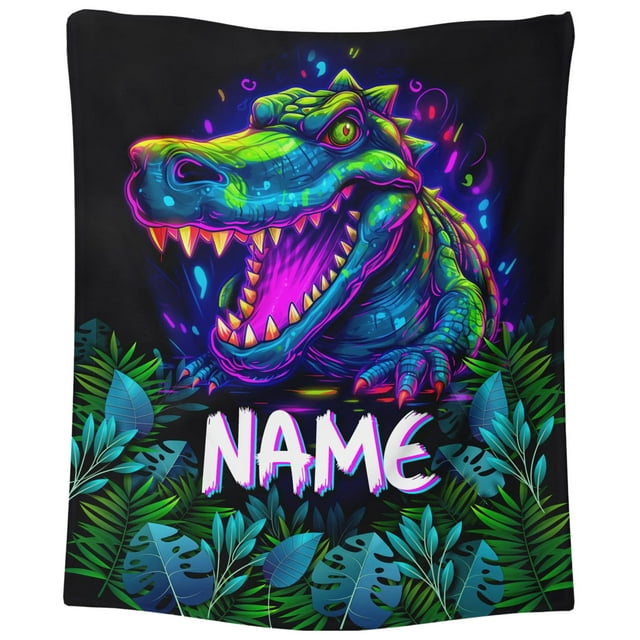 Personalised Dinosaur Blanket For Kids With Custom Name Soft Throw Lightweight Cozy Bedding Accessory For Bedroom Sofa Travel Sizing Options
