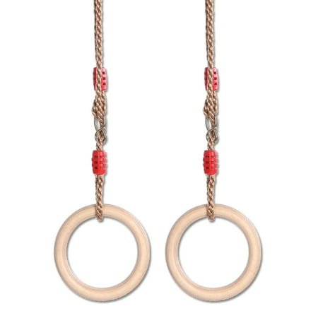 2pcs Wooden Children Swing Rings with Rope Playground Flying Gym Climbing Pull Up Ring Sports Outdoor Indoor
