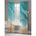 thumbnail image 3 of Teal Coastal Beach Sheer Curtains 84 Inch Length 2 Panels Set, Summer Nautical Ocean Beige Seaside Voile Window Treatment Rod Pocket Curtains Sheers Drapes for Bedroom/Living Room/Kitchen 52"x84"x2, 3 of 7