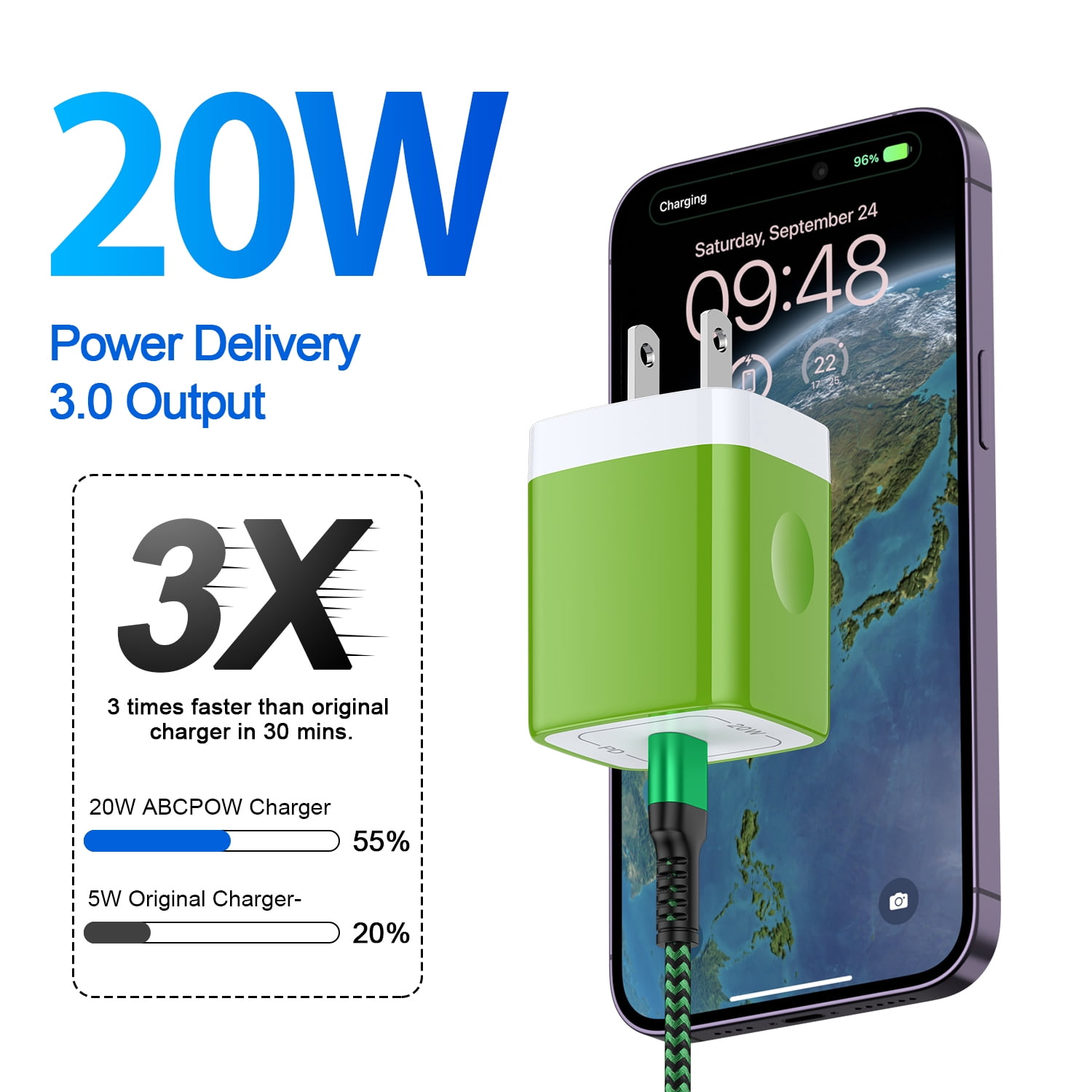 HAOANO USB C Wall Charger Block,2Pack 20W PD Android Type C Charger Block Fast Charging Block USB C Power Adapter w/ 2PCS USB C Charging Cable 10ft Type C Charger Cords Compatible for iPhone 14 13 12