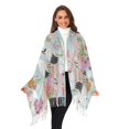 thumbnail image 3 of FORMRS Womens Scarf Winter Soft Long Big Warm Shawls Wrap Tassel Scarves, Colorful Flowers Blossoms, 3 of 9