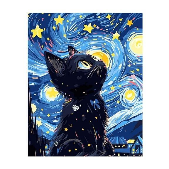Starry Night Cat Kit DIY Diamond Art Cat 30x40cm