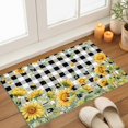 thumbnail image 3 of Summer Floral Indoor Door Mat 18x30 Inch Watercolor Sunflower Eucalyptus Leaves Black Plaid Front Door Mat Non Slip Washable Entryway Rug Low Profile Dirt Trapper Doormat for Bathroom Kitchen Bedroom, 3 of 9