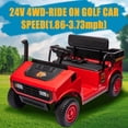 thumbnail image 5 of LUIBAS 24V 4WD Kids Ride on Golf Cart Battery Powered Toy Tractor Ride-On Electric Car Ride on Truck with Remote Control, Bluetooth, Music, Rear Storage Box, EVA Rubber Tires, Red, 5 of 7
