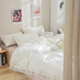 thumbnail image 6 of Lanpei Bohemian 3-Pieces White Tassel Ruffle Duvet Bedding Sets, Full, 6 of 7