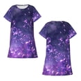 thumbnail image 3 of Bixox Purple Bubble Abstract Art Pattern Women's Nightgown, Soft & Breathable Sleepwear, Round Neck Knee-Length Pajama Dress,Loungewear for Home & Sleep, 3 of 7