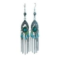thumbnail image 2 of Eosunjian 1 Pair Women Earrings Drop-shaped Long Tassel Rhinestone Inlaid Sweat-proof Anti-rust Chinese Style Drop Earrings Fashion Jewelry Green, 2 of 13
