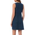 thumbnail image 3 of INSPIRE CHIC Jean Dresses for Women Back to School Button Down V Neck Sleeveless Collarless Mini Denim Dress with Pockets L Deep Blue, 3 of 5