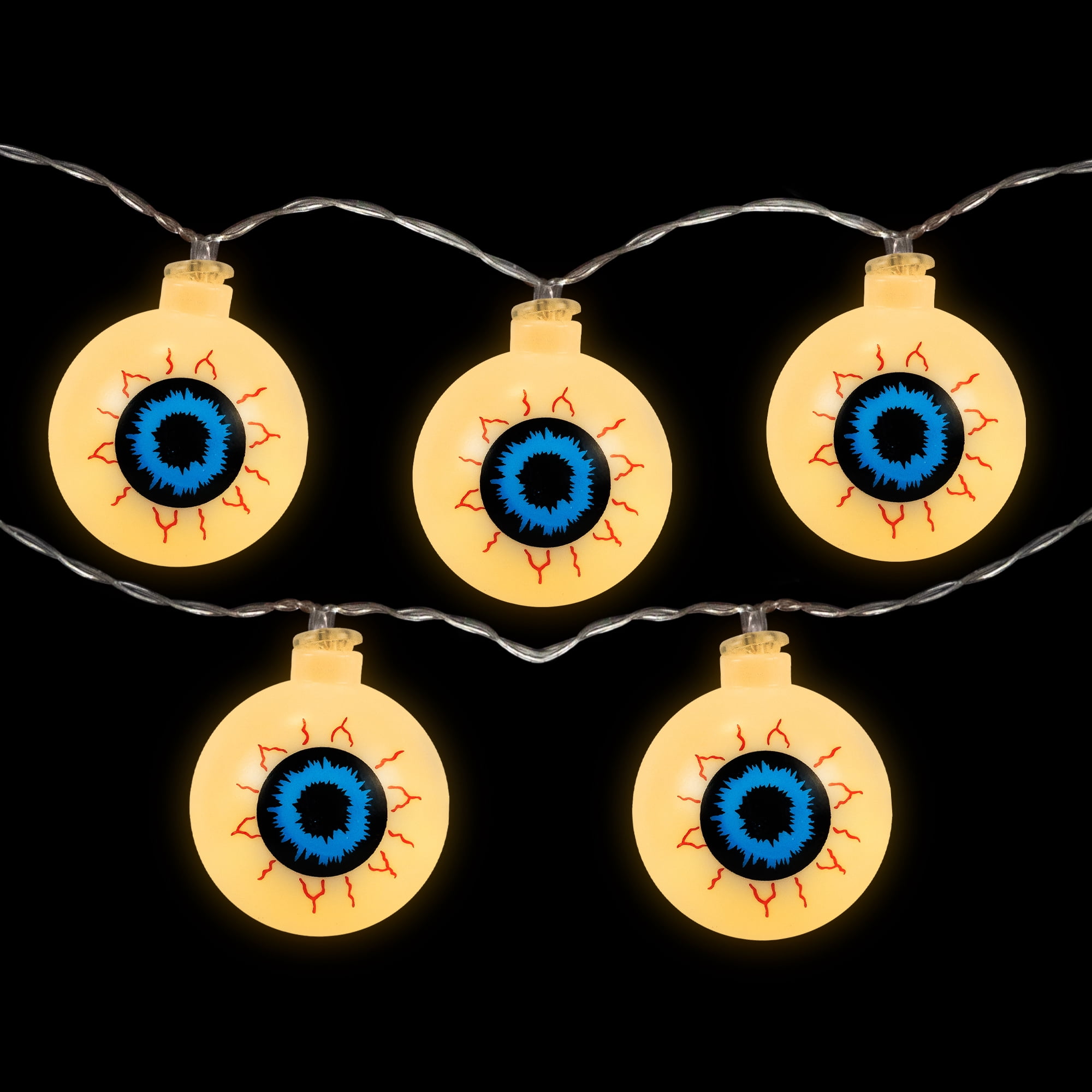 Bloodshot Eyeball Halloween Lights - Warm White LED - 4.5' Clear Wire - 10ct