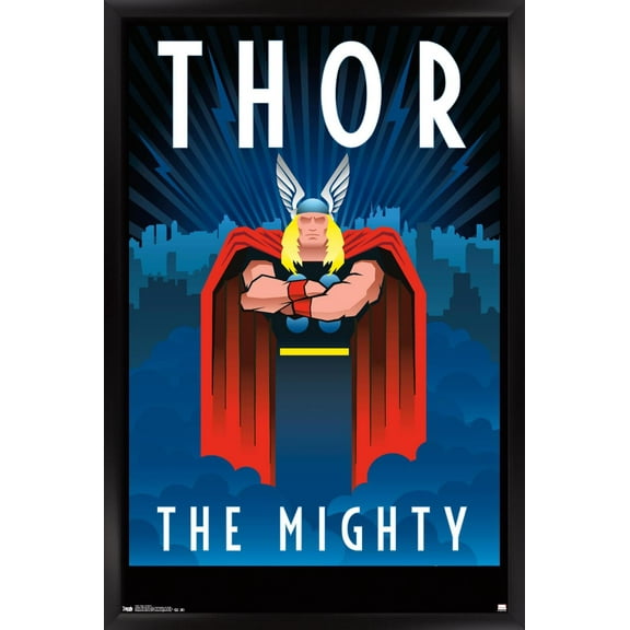 Marvel Comics - Thor - Art Deco Wall Poster, 22.375" x 34", Framed