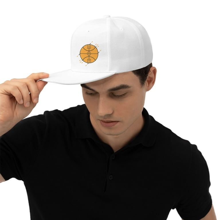 Tequan Flat Brim Hat Snapback Hats, Basketball Gamer Pattern Adjustable Men Baseball Cap (White), Men's, Size: One Size