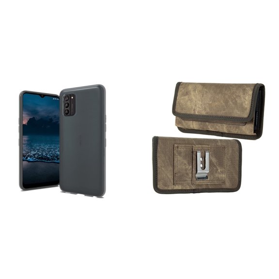 Bemz Flexible TPU Protection Slim Fit Case and Belt Holster Pouch for Nokia G100 (Smoke/Brown)