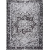 BoutiqueRugs Kyan Traditional Area Rug - Machine Washable - Gray, Black, Peach - 5'3" x 7'3"