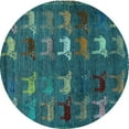 thumbnail image 1 of Ahgly Company Indoor Round Abstract Light Blue Modern Area Rugs, 3' Round, 1 of 4
