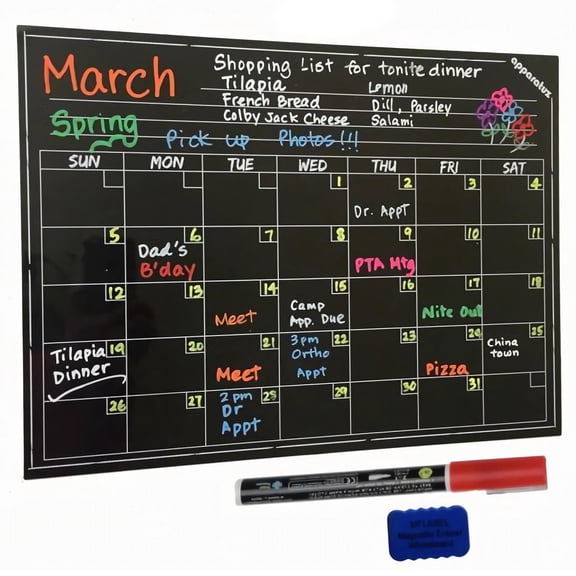 Magnetic Calendar Magnetic Calendar for Fridge,fridge calendar magnet 16x12 Stain-Resistant Dry Erase Fridge Calendar,magnetic monthly calendar for refrigerator and Dry Erase Markers & Eraser