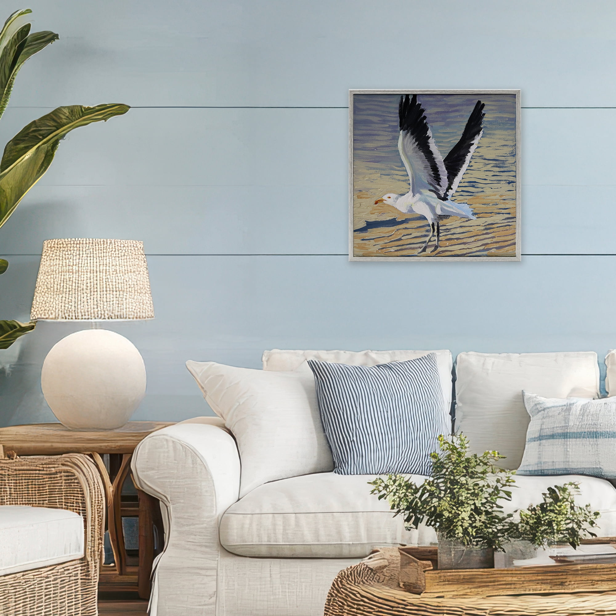 Stupell Industries Seagull Taking Flight Gray Framed Giclee Art, design by Violeta Vollmer