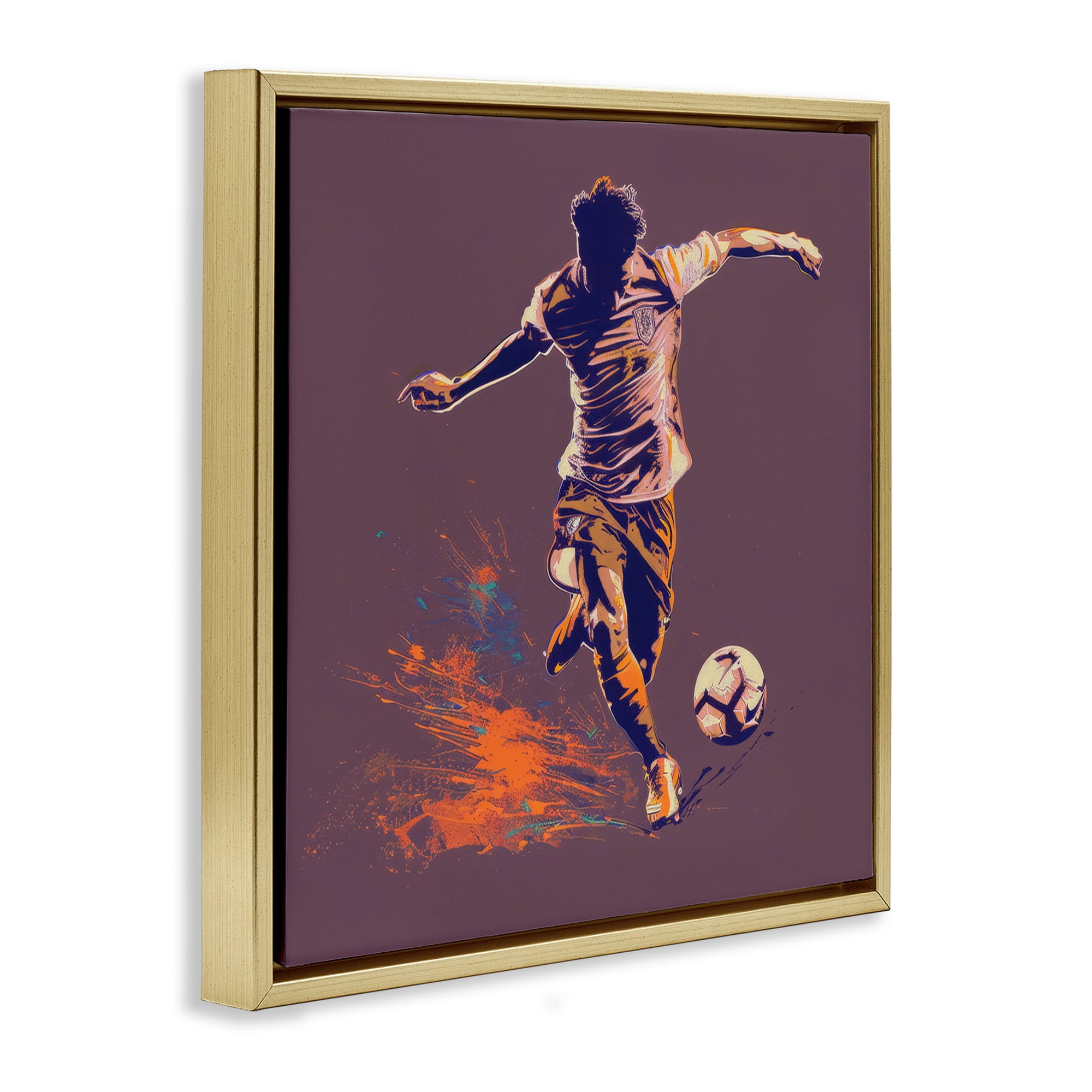 Stupell Industries Winning Goal Abstract Athlete Sports Painting Gold Floater Framed Canvas Art Print Wall Art, 18 x 18