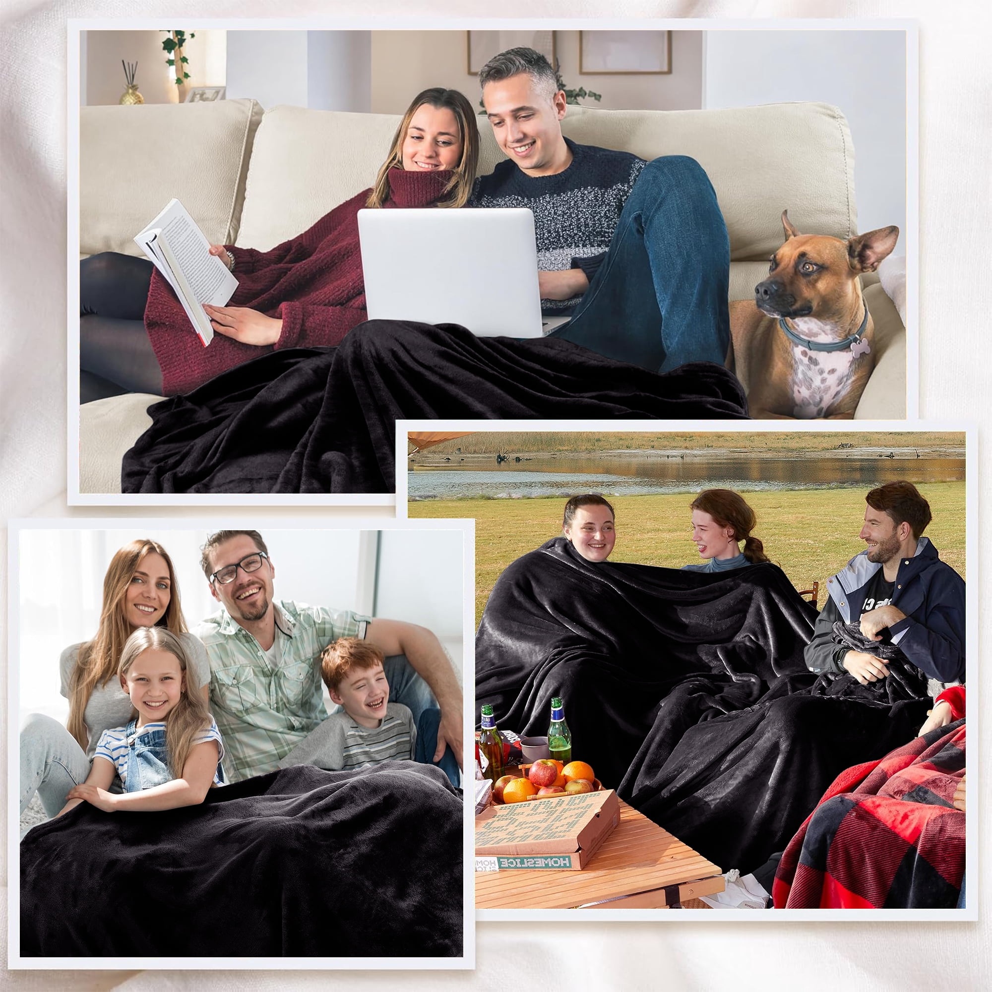 Moonlight20015 Wholesale Fleece Twin Blankets 12-Packs All-Season Soft Plush Throw for Charity, Shelter, & Home Washable, Lightweight & Cozy Black (60"x80")