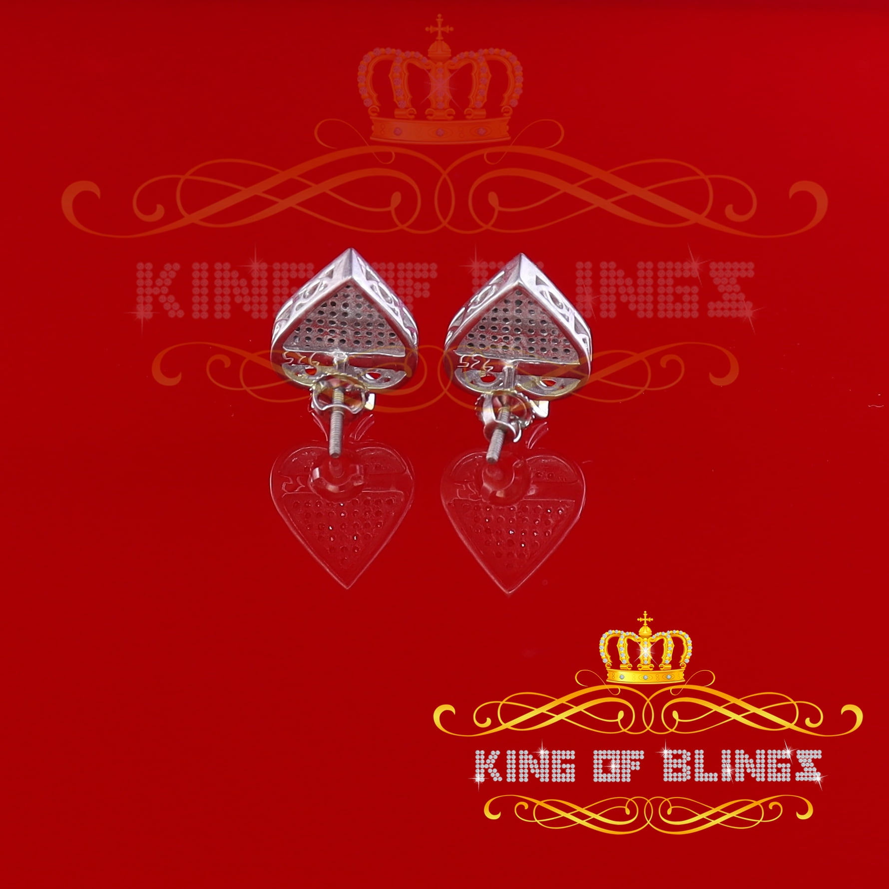 King of Bling's 925 Sterling Silver White 0.25ct Diamond For Women's / Men's Stud Heart Earring