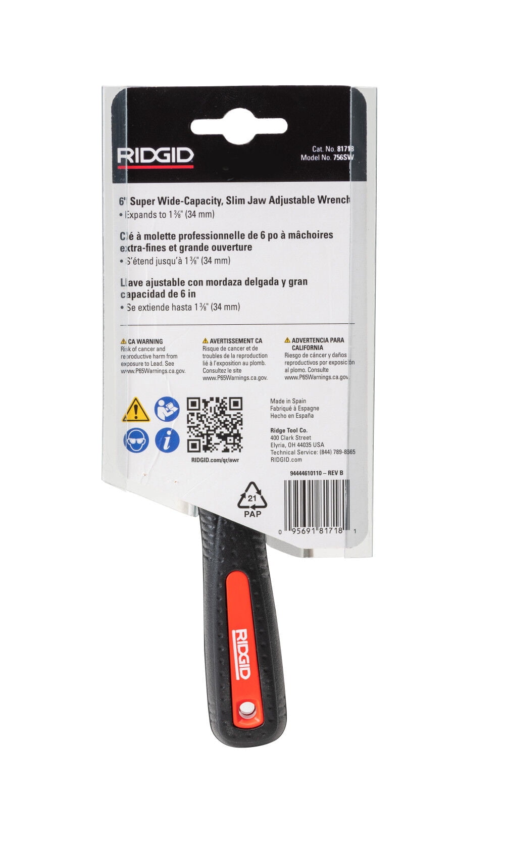 Ridgid 6 Inch Super Wide Capacity Slim Jaw Adjustable Wrench