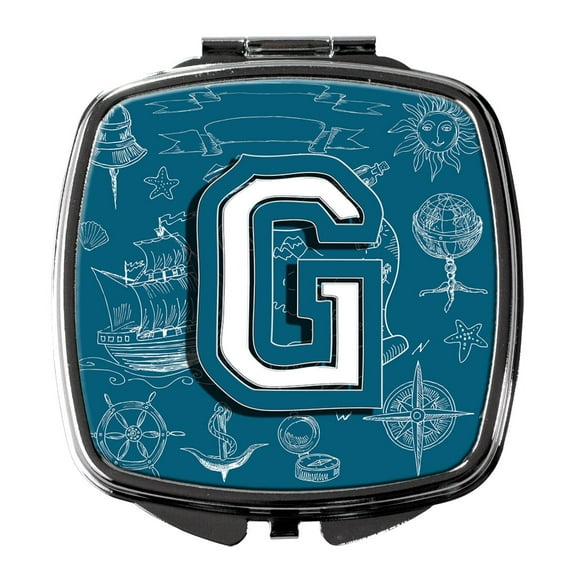 Letter G Sea Doodles Initial Alphabet Compact Mirror