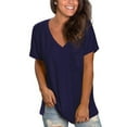 thumbnail image 1 of DPTALR Chemise Décontractée Confortable à Manches Courtes Col en V Couleur Unie avec Poche pour Femmes, 1 of 5