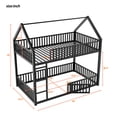 thumbnail image 4 of Euroco Metal Twin over Twin Bunk Bed, House Bed with Fence and Door for Kids Teens, Black, 4 of 7