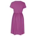 thumbnail image 4 of CHGBMOK Women Crew Neck Short Sleeve Midi Dress with Pockets Casual Aline Flowy T shirt Dress Vacation Beach Sundress, 4 of 5