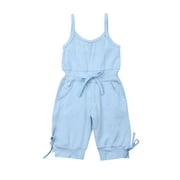 Toddler Baby Girls Romper Sleeveless Solid Color Sling Jumpsuit Summer Outfits