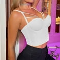 thumbnail image 4 of Playeras,Blusas y Tops,Ropa para Mujer Camisetas Sin Mangas Mujer Corsé para mujer Top Bustier Corset Top Tight Fitting Corset Tank Top Suspender Top Solid Short Fashion (White, XS), 4 of 5