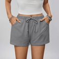 thumbnail image 5 of Only Moment Shorts for Women Blended Fabric Summer Casual Wide Leg Loose High Waist Drawstring Dressy Shorts 2026 Beach Vacation Clothes Golf Shorts Women Grey,M, 5 of 6