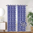 thumbnail image 5 of 2 PKs Foil Wave Floral Print Embroidered Grommet Top Window Curtain Panel 281060 with Jacquard Woven Fabric, 5 of 5