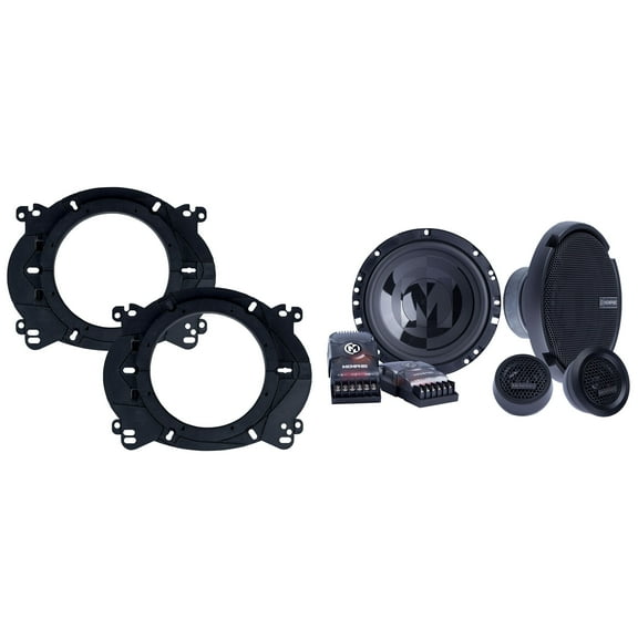 Memphis Audio PRX60C Power Reference Series 6.5" Oversize Component Speakers With 1" Tweeters - Pair with OEMBKT60 Vehicle Specific 6 1/2"" Speaker Adaptors