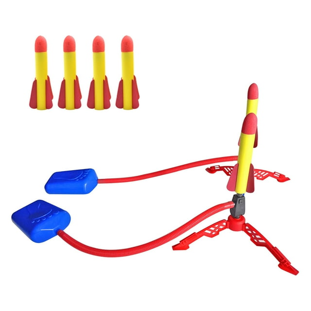 Amdohai Lanceur de Fusée pour Enfants Jouet de Fusée à Double Pas avec 6 Fusées en Mousse Extérieur Extérieur
