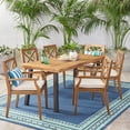 thumbnail image 7 of Safire Outdoor 7 Piece Acacia Wood Dining Set, Teak, Rustic Metal, and Cream, 7 of 7