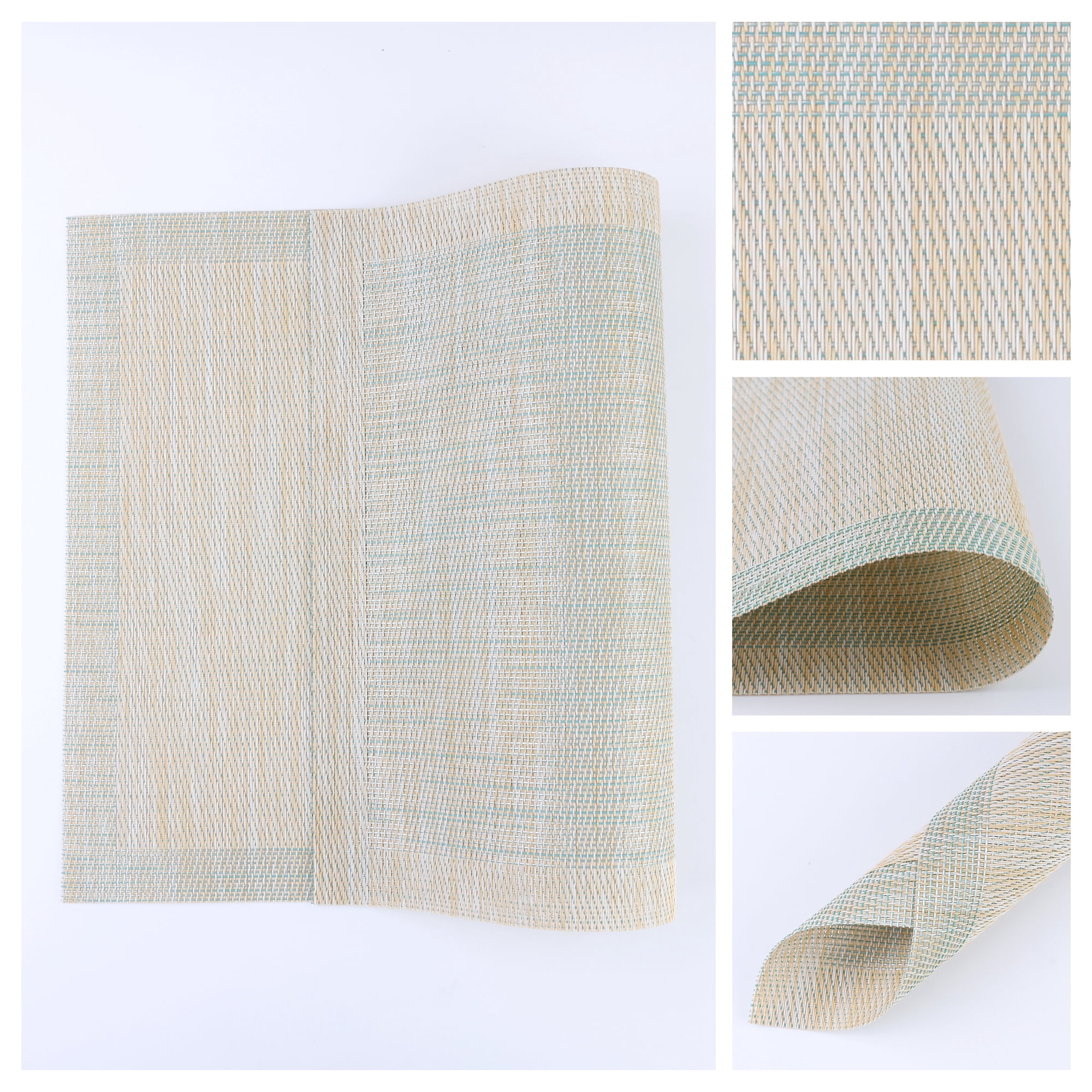 Unique Bargains 8 Pack Place Mats for Dining Table Decor Wipeable Table Mat Beige