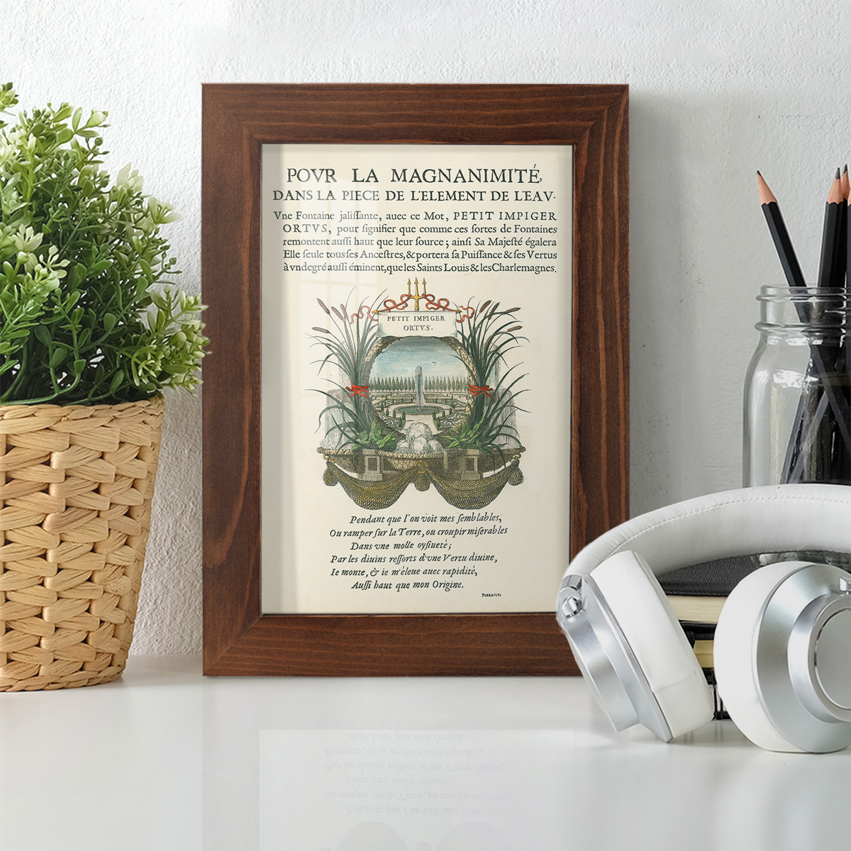Printed Embellished Bookplate II - Framed Print w/glass - Chestnut