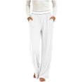thumbnail image 3 of Liuinsasek Womens Casual Lounge Long Pants Fashion Solid Color Lightweight Pajama Pants Elastic Waist with Pockets Wide Leg Yoga Pants, 3 of 10