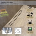 thumbnail image 4 of Linear Shower Drain with Tile Insert Grate Professional Brushed Stainless Steel Rectangle Shower Floor Drain Linear Drain with Leveling Feet Hair Strainer, 4 of 9