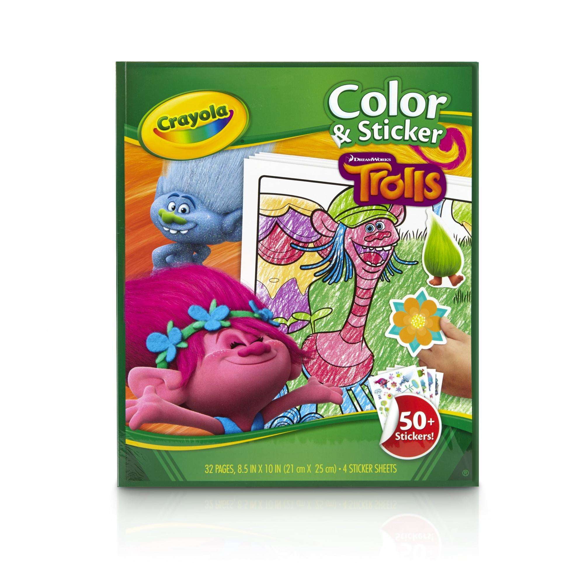Crayola Trolls Colour and Sticker Book 32 pages 50+stickers-Freepost 