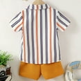 thumbnail image 6 of JAJAHO Boys Summer Outfits 2 Piece Set For Boy Short Sleeve Striped Button Up Shirt And Casual Shorts Matching Set For Kids 2-7Y Trendy Outfit, 6 of 7