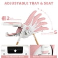 thumbnail image 4 of AILEEKISS Foldable High Chair for Baby, Toddler Eating Chair with Detachable Double Trays, Natural Pink, 4 of 11